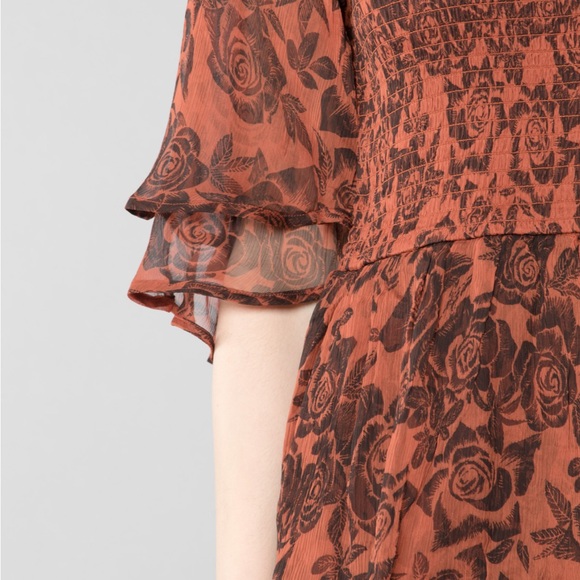 🧡 GANNI Beaumont Chiffon Tiered Dress - Picture 5 of 7